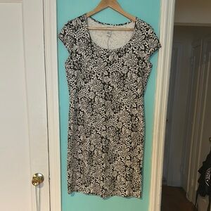 Ann Taylor LOFT Dark Brown and White Floral Dress